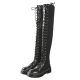 Women's Platform Over Knee Sneaker Boot - Black - Over Knee Boots - 50 B - PU Leather - image 1