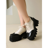 Women's British Walker Chunky Platforms - Black/Beige - Platform Chunky Shoes - 43 B - PU Patent Leather - image 8