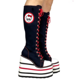 Women's Canvas Platform Wedge Sneakers - Black/White - Skull - Platform Sneakers - 46 B - Canvas - image 2