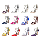 Women's Elegant Satin Crystal High Stiletto - Champagne - Bridal Shoes - 42 B - Satin - image 24