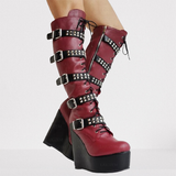 Women's Colorful Custom Platform Boots - Burgundy - LGZ3739 / Boots - 14 B - PU Leather - image 28