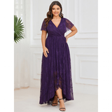 Women's Plus Size Evening Prom Dress - Dark Purple - Dress - Chiffon Lace - image 4
