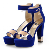 Women's High Block Heel Party Sandals - Black - High Gladiator Sandals - 14 B - PU Suede Leather - image 1