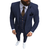 Men's Formal Wedding Attire 3 Pcs Slim Fit - Navy - 3 Pcs Slim Suit - 5XL - Linen - image 36