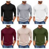 Men's Slim Fit Round-Neck Pullovers - Black - Mock Neck Sweater - XXXL - Polyester - image 19