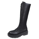 Women's Gothic Lace Up High Top Boots - Black - Lace Up Boot - 43 B - PU Leather - image 26