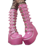 Funki Buys | Boots | Women's High Platform Wedg... - Black - 1 / Matte / Platform Buckle Boots / 43 B / PU Leather - image 41