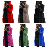 Women's Wool Blend Stand Collar Coat - Khaki - Women's Jacket - XXXL - Polyester - image 14