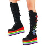Women's Gothic Rainbow Platform Boots - Black - Rainbow Platform Boots - 46 B - PU Leather - image 30