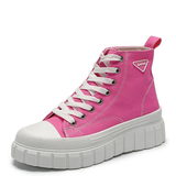 Women's Casual Canvas Lace Up Sneakers - Pink - Canvas Sneaker - 42 B - PU Leather - image 1