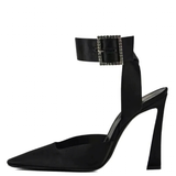 Women's Pointed Toe Buckle Strap Stilettos - Black - 9cm Shoes - 42 B - PU Leather - image 1