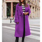Women's Long Suit Collar Woolen Overcoat - Black - 3XL - Wool Blend - image 5