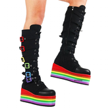 Women's Gothic Rainbow Platform Boots - Black - Rainbow Platform Boots - 46 B - PU Leather - image 3