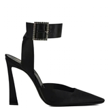 Women's Pointed Toe Buckle Strap Stilettos - Black - 9cm Shoes - 42 B - PU Leather - image 3