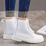 Unisex Genuine Leather Lace Up Ankle Boot - White - 1 / No Fur - 45 B - Leather - image 6