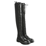 Women's Platform Over Knee Sneaker Boot - Black - Over Knee Boots - 50 B - PU Leather - image 3