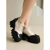 Women's British Walker Chunky Platforms - Black/Beige - Platform Chunky Shoes - 43 B - PU Patent Leather - image 9
