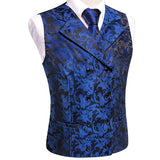 Men's 4 Pcs Formal Floral Tie Vest Sets - Brown - 4pc Tie Set - HT-MJ-0093 - 3XL - Silk - image 27