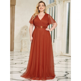 Women's Plus Size Long Evening Dress - Burnt Orange - Dress - 26 - Polyester Chiffon - image 5