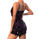 Women's Sparkly Sequin Sling Mini Dress - Black - Mini Dress - XXXL - Polyester - image 24
