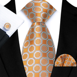 Funki Buys | Neckties | Men's 3 Pcs Gold Gray Geometirc Tie Set