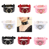 Women's Gothic O Ring Choker Collar - Black 1 - Gold Circle / Punk Gothic Choker - Medium - PU Leather - image 13