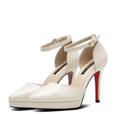 Women's Buckle Strap Formal Dress Shoes - Apricot - 1 / Matte / Shoes - 42 B - PU Leather - image 29