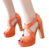 Women's Block Heel High Platform Sandal - Orange - Platform Sandals - 43 B - PU Leather - image 31