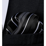 Funki Buys | Neckties | Men's 3 Pcs Bold Black White Stripe Tie Set