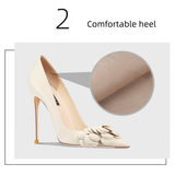 Women's Big Flower Fashion High Stilettos - Beige - 1 / 6cm / Stilettos - 41 B - Genuine Leather - image 17