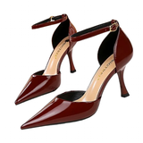 Women's Elegant Kitten Heel Dress Shoes - Claret - 8cm Heels - 43 B - PU Leather - image 3