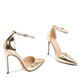 Women's Gold Silver Formal Stiletto Pumps - Gold - Evening Shoes - 35 B - PU Leather - image 14