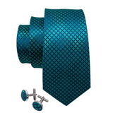 Funki Buys | Neckties | Men's 3 Pcs Teal Geometric Tie Set