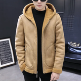 Men's Hooded Winter Faux Leather Jacket - Khaki - Jacket - 8XL - PU Leather - image 13