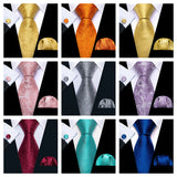 Men's 3 Pcs Luxury Silk Formal Tie Sets - Gold - N-5537 - One Size - Silk - image 14
