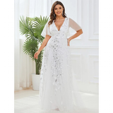 Women's Long Sequin Lace Formal Dress - Green - Gown - 26 - Polyester/Chiffon/Tulle - image 46