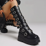 Women's Punk Goth Multi Buckle Boots - Black - Buckle Boots - 43 B - PU Leather - image 7
