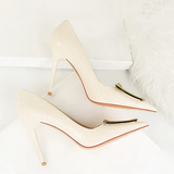 Women's Metal Buckle Pointed Toe Pumps - Green - Formal Shoes - 40 B - PU Leather - image 10