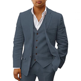 Men's 3 Pcs Linen Summer Wedding Suits - Champagne - Wedding Suit - 5XL - Linen - image 15