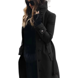 Women's Wool Blend Stand Collar Coat - Black - Women's Jacket - XXXL - Polyester - image 33