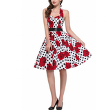 Women's Polka Dot Swing Halter Dress - Black/White - 561 / Dress - XXL - Polyester - image 9