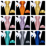 Men's 3 Pcs Luxury Silk Formal Tie Sets - Gold - N-5537 - One Size - Silk - image 17