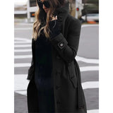 Women's Wool Blend Stand Collar Coat - Khaki - Women's Jacket - XXXL - Polyester - image 24