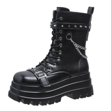 Women's Gothic Square Toe Platform Boots - Black - Boots - 42 B - PU Leather - image 25