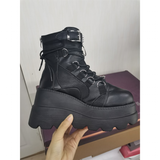 Funki Buys | Boots | Women's Goth Lace Up Platform Wedges