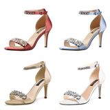 Women's Rhinestone Bridal Stilettos - Champagne - Evening Shoe - 15 B - Silk - image 41