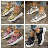 Women's Gold Sequins Platform Sneakers - Light Gold - Sneakers - 43 B - PU - image 21