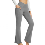 Women's High Waist Yoga Flare Leggings - Black - Yoga Pants - 2XL - Polyester - image 29