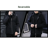 Men's Hooded Winter Faux Leather Jacket - Khaki - Jacket - 8XL - PU Leather - image 17