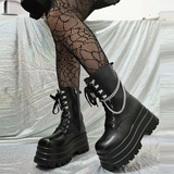 Women's Gothic Punk Retro Biker Boots - Black - 1 / Combat Boots - 10 B - PU Leather - image 27